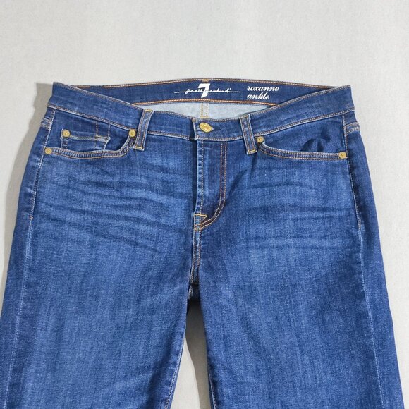 7 for all mankind jeans women's size 30 ink blue Roxanne skinny ankle jeans - Picture 2 of 15